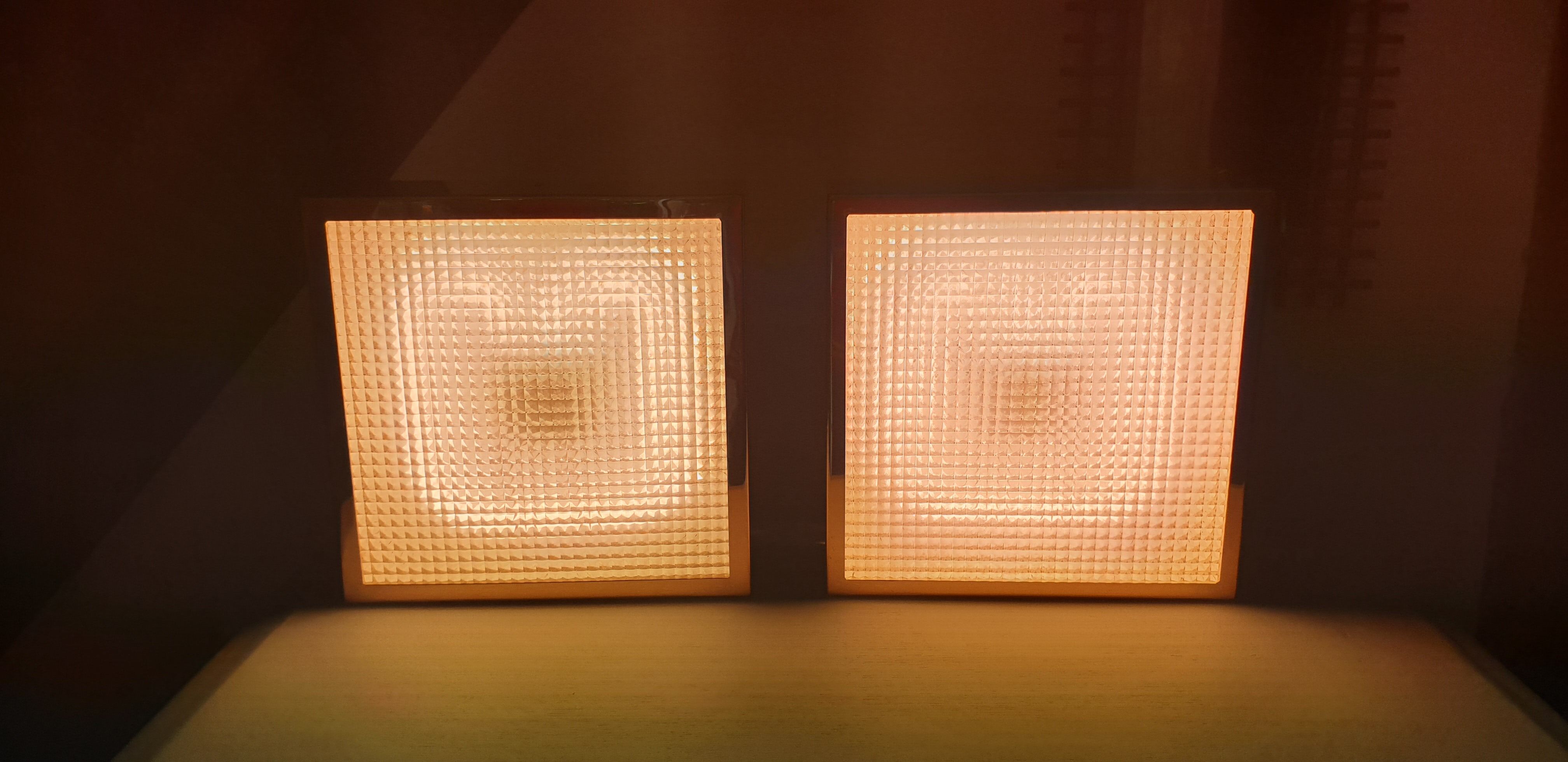 Pair of gold square wall light