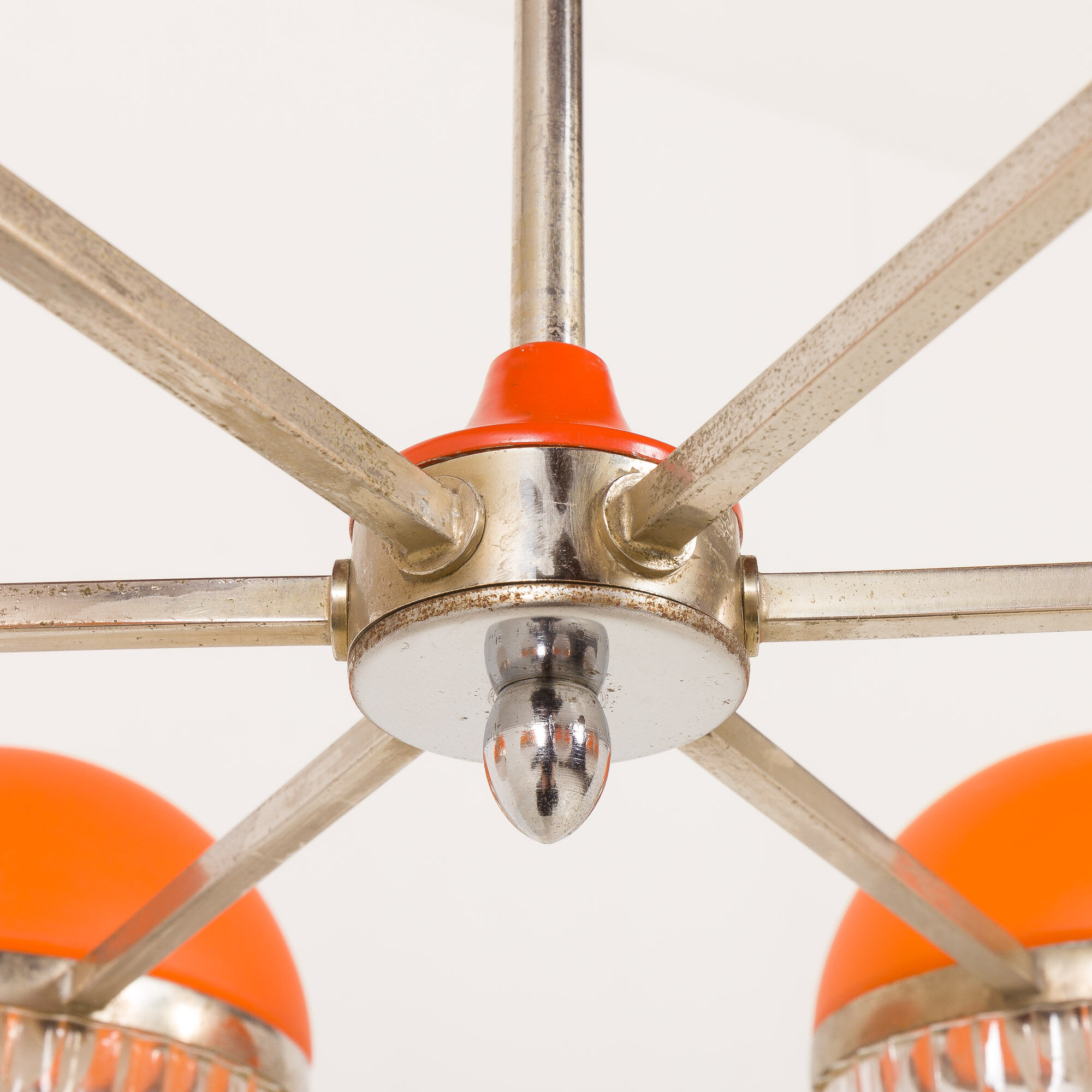 Italian Space Age chandelier with crystal glass shades, 1970s