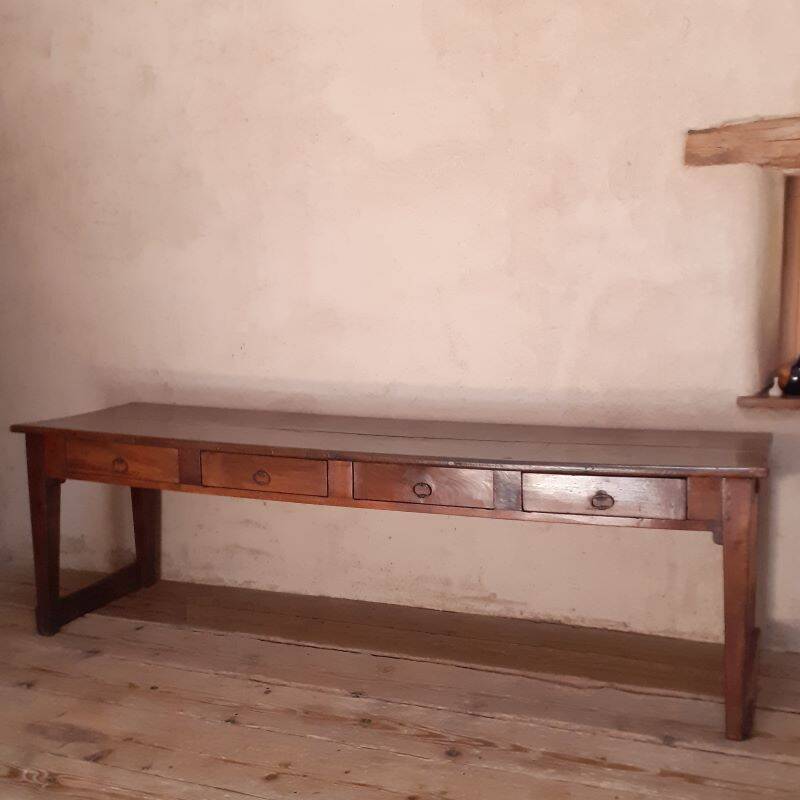 Monastery table, community table, 19th-century solid walnut console.