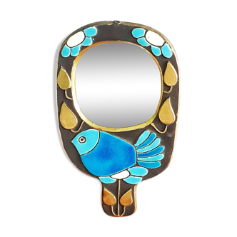Miroir murale vintage années 1950/1960 bordures dorées à l’or fin.