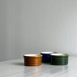 Trio of glazed ceramic ramekins