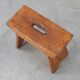 Rustic Pine Stool with Cut-Out Trestle Legs, Sweden, circa 1920