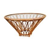 Magnificent vintage rattan and wicker coffee table from the 1960s-1970s.