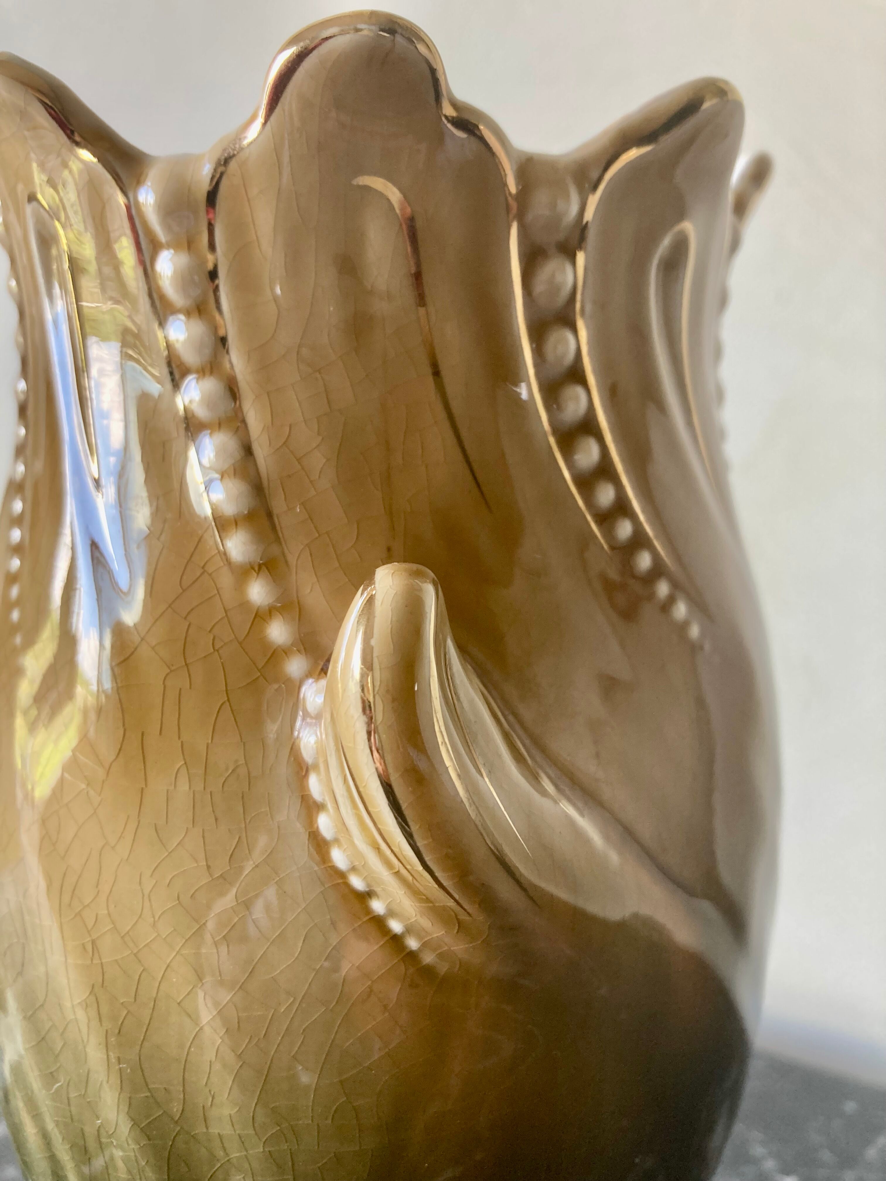 Art Nouveau earthenware vase by Antoine Gustave de Bruyn