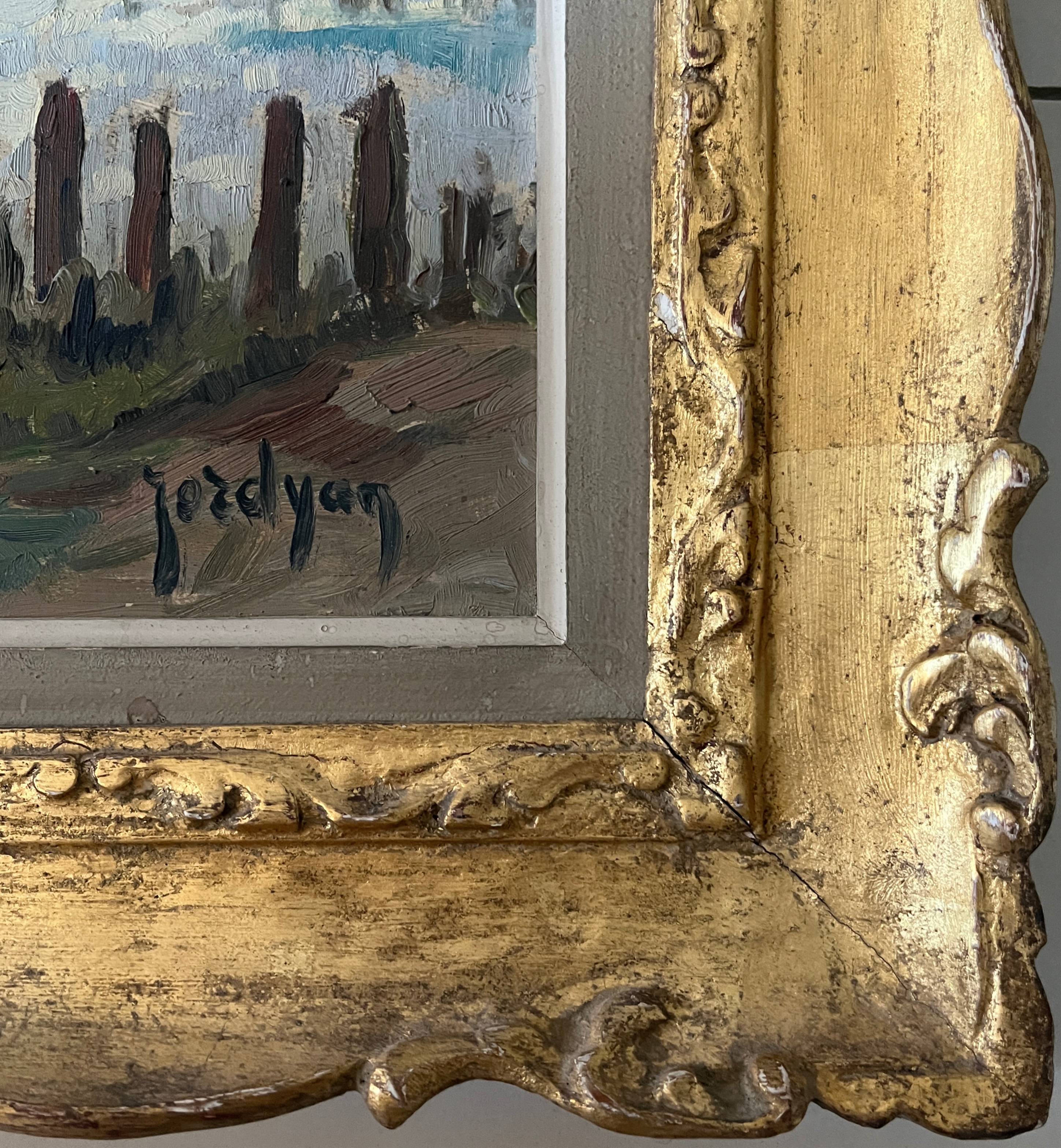 HSP painting, early 20th century, "Camargue Landscape" signed Jordyan + frame