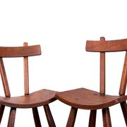 Brutalist pair of chairs in Elm in the style of Jean Touret 1950.