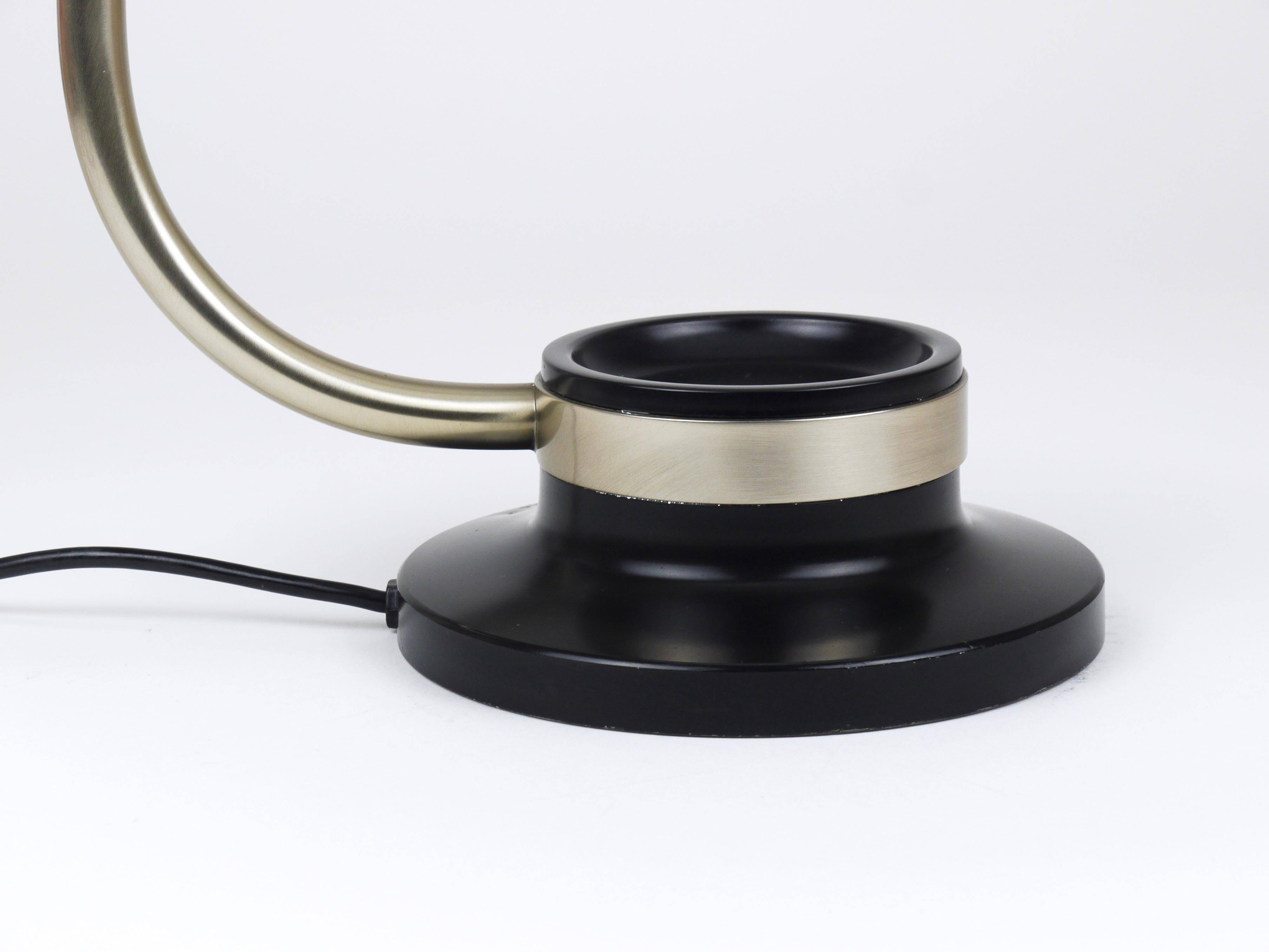 Oscar Torlasco black and nickel swivel desk lamp, Lumi Milano, Italy, 1960s.