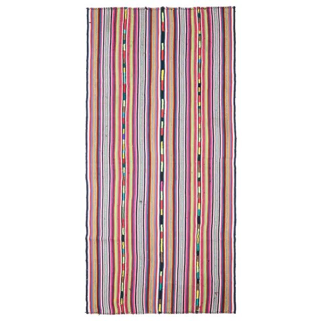 1970s Vintage Turkish Oushak Handmade Wool Cotton Red Runner Rug 172x354