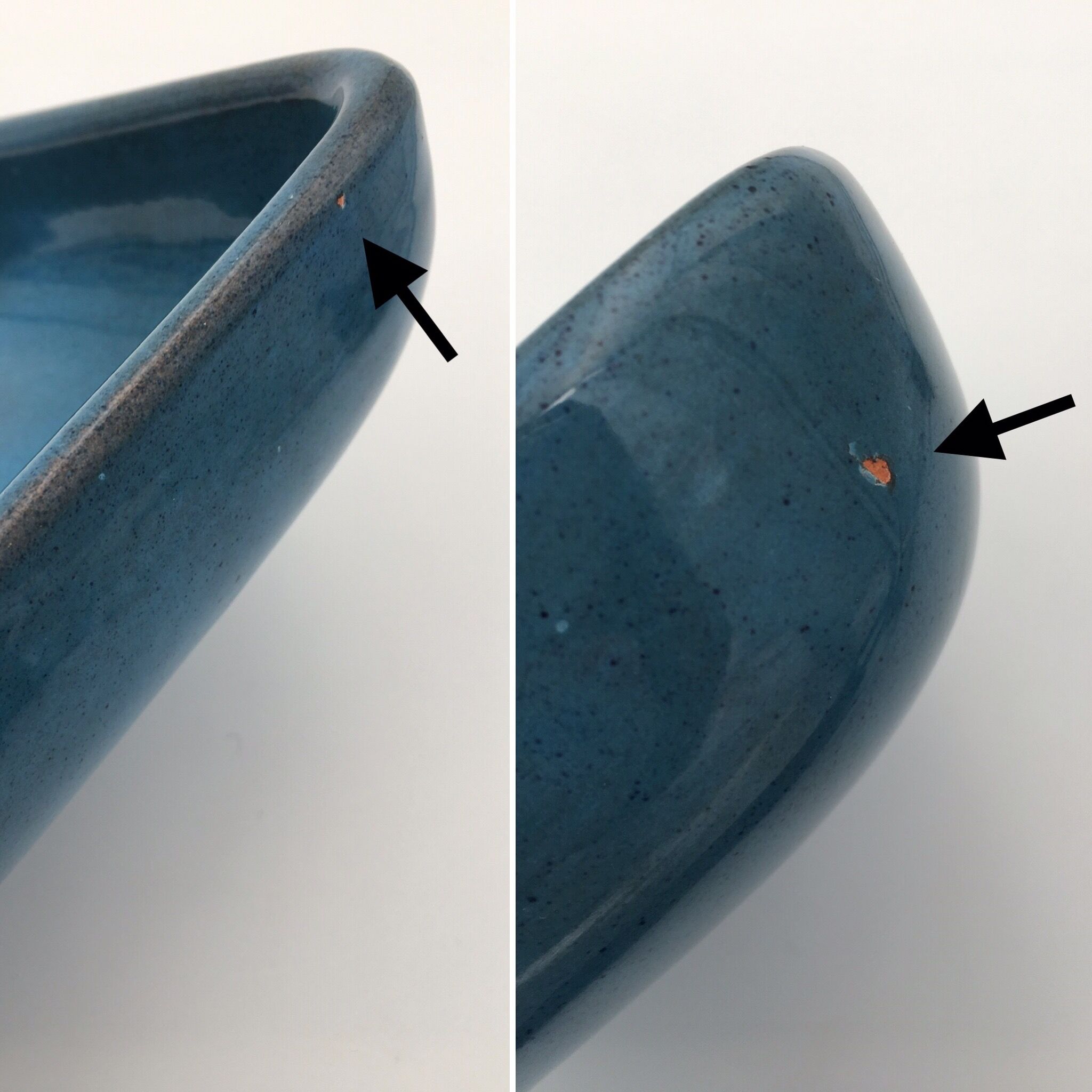 Hollow cup enamelled terracotta, turquoise, by Dawn Chatoney - 20th, 21st century