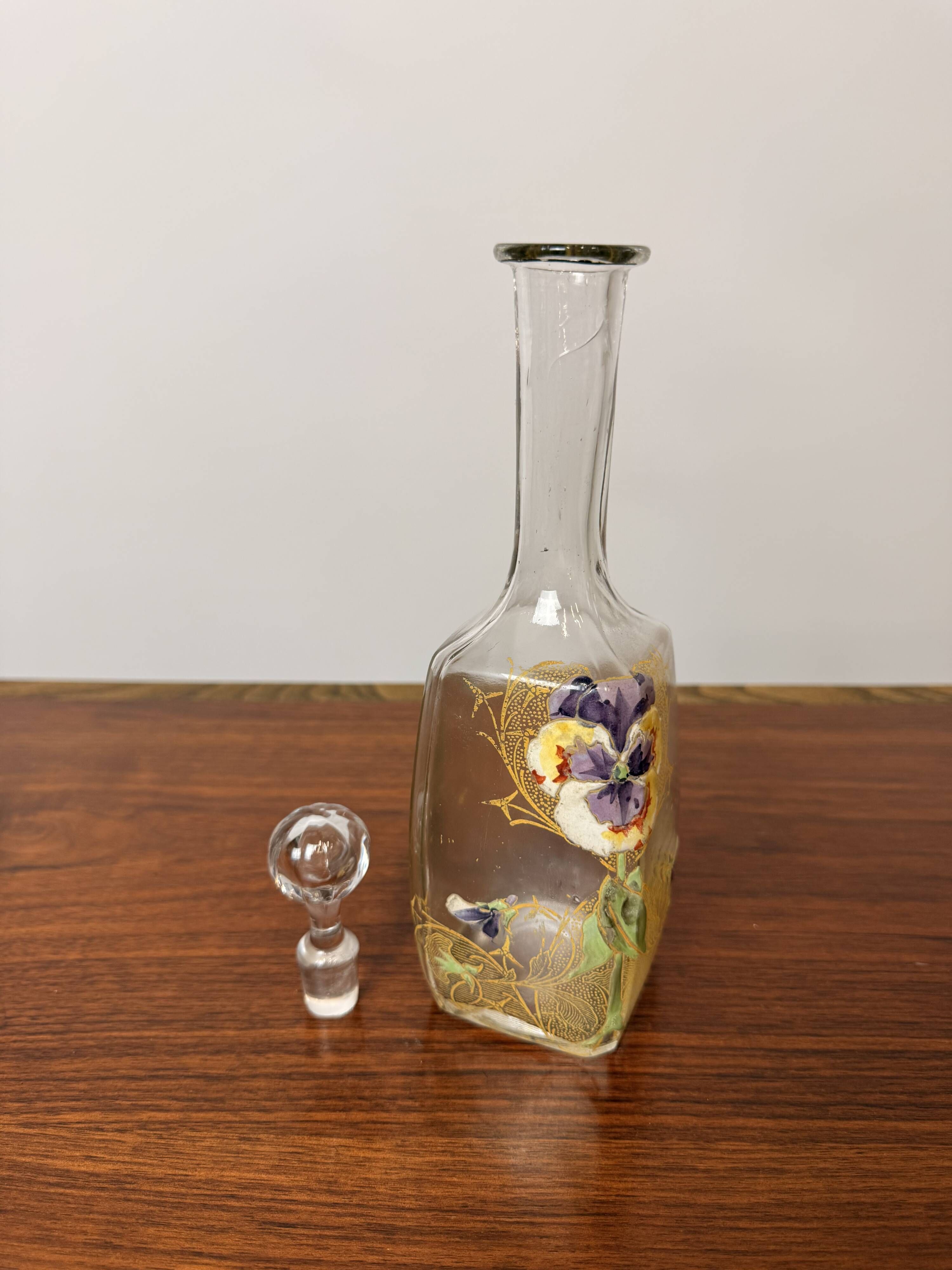 Antique Legras Carafe – Enamelled glass with floral decoration - Art Nouveau