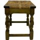Vintage wooden stool straw seat 70s minimalist design in green