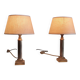 Table lamps in gilded brass with paper shades - mid 20th century.