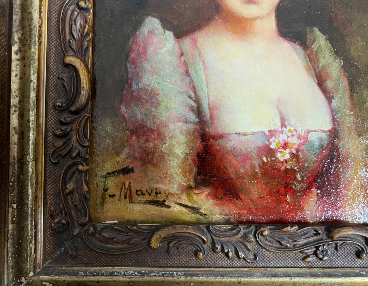 Portrait de femme élégante, huile sur panneau - François Maury (1861–1