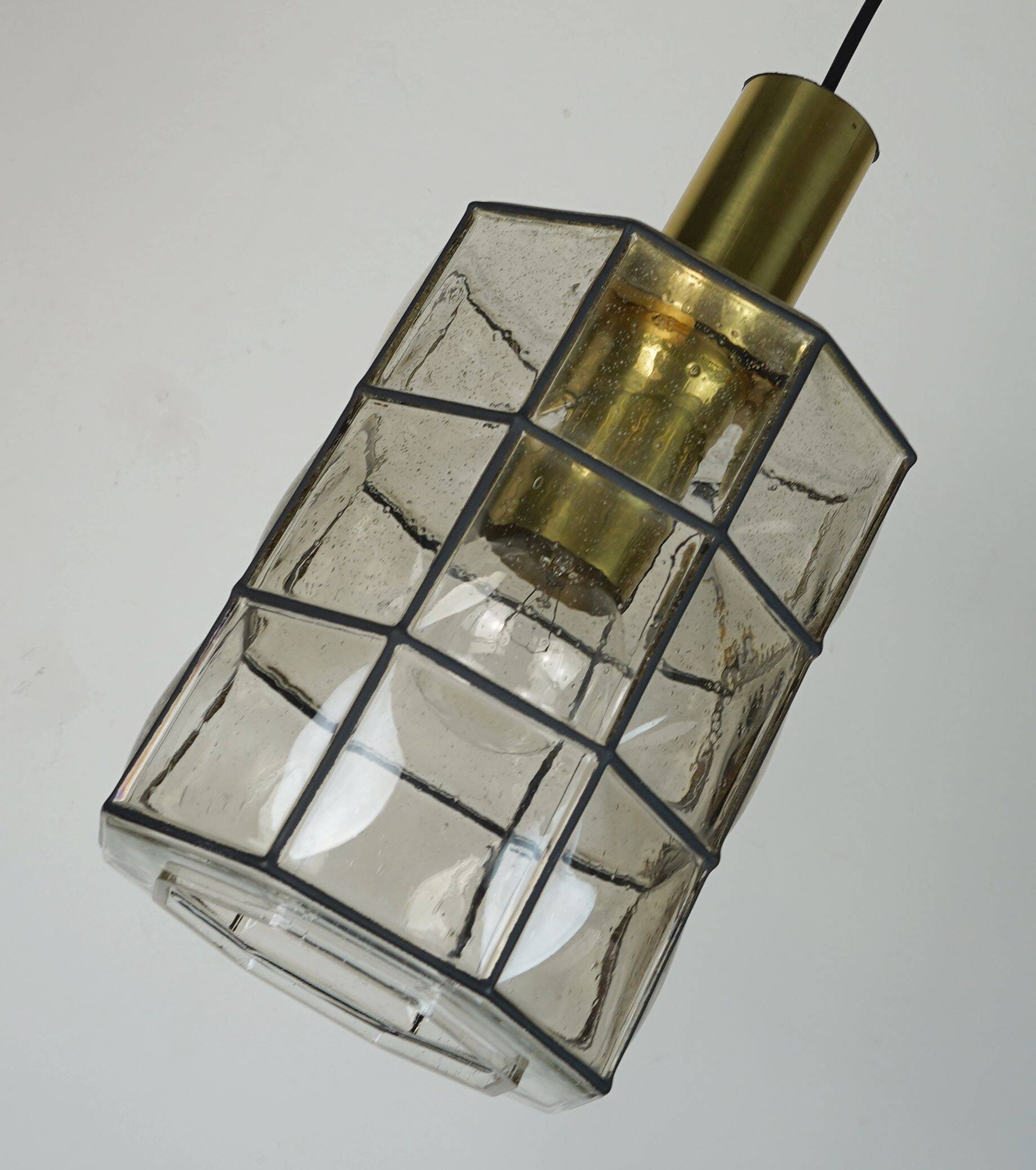 glashuette limburg hanging LAMP 1960's 70's glass pendant light model P292