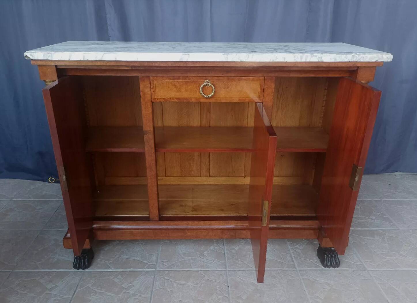 Empire style sideboard in speckled precious wood