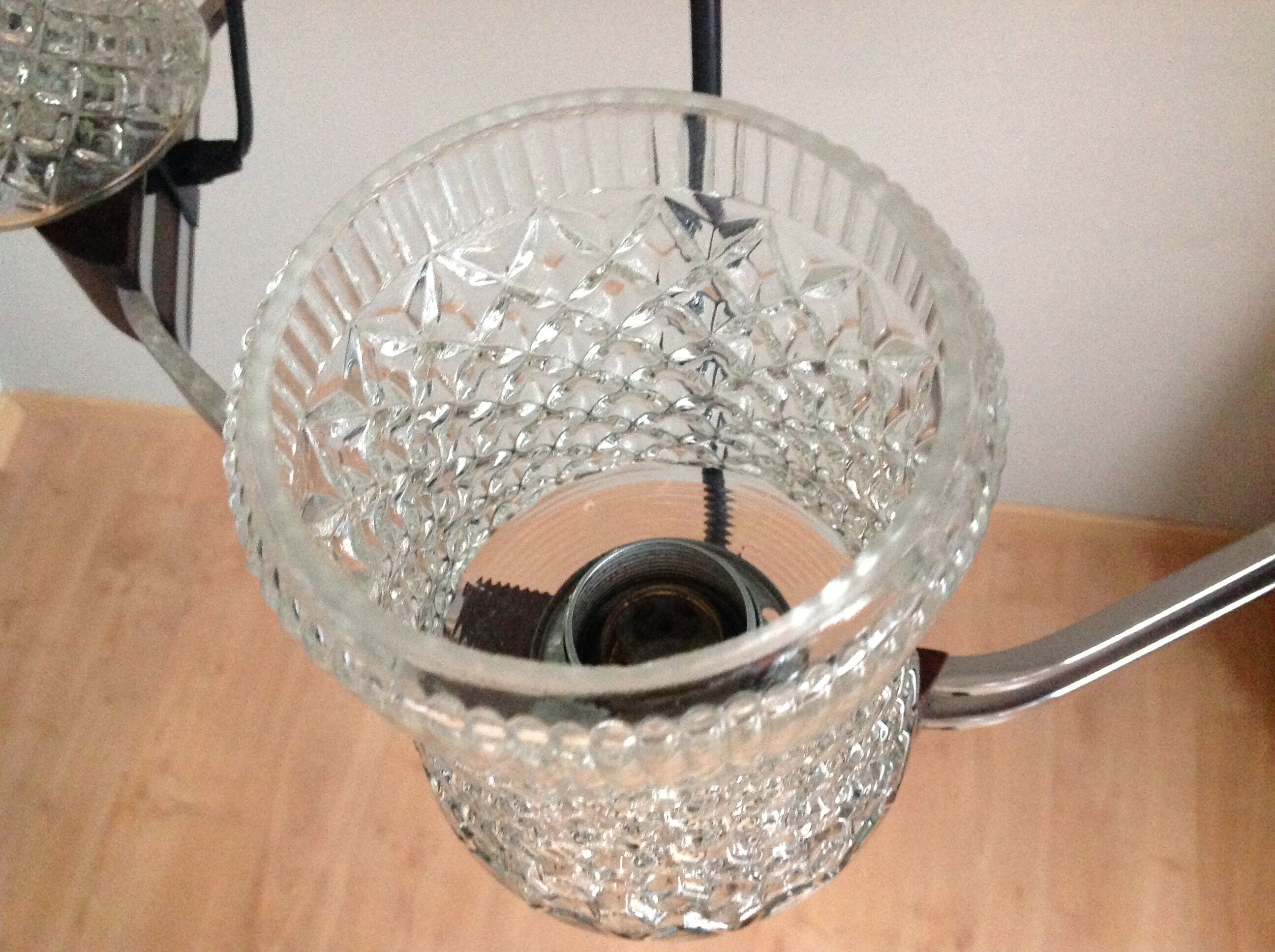 Lustre en chrome et teck à 5 feux style scandinave