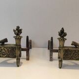 Pair of Empire period bronze andirons