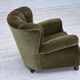 1960s, Danish relax armchair, green furniture velour, original condition.