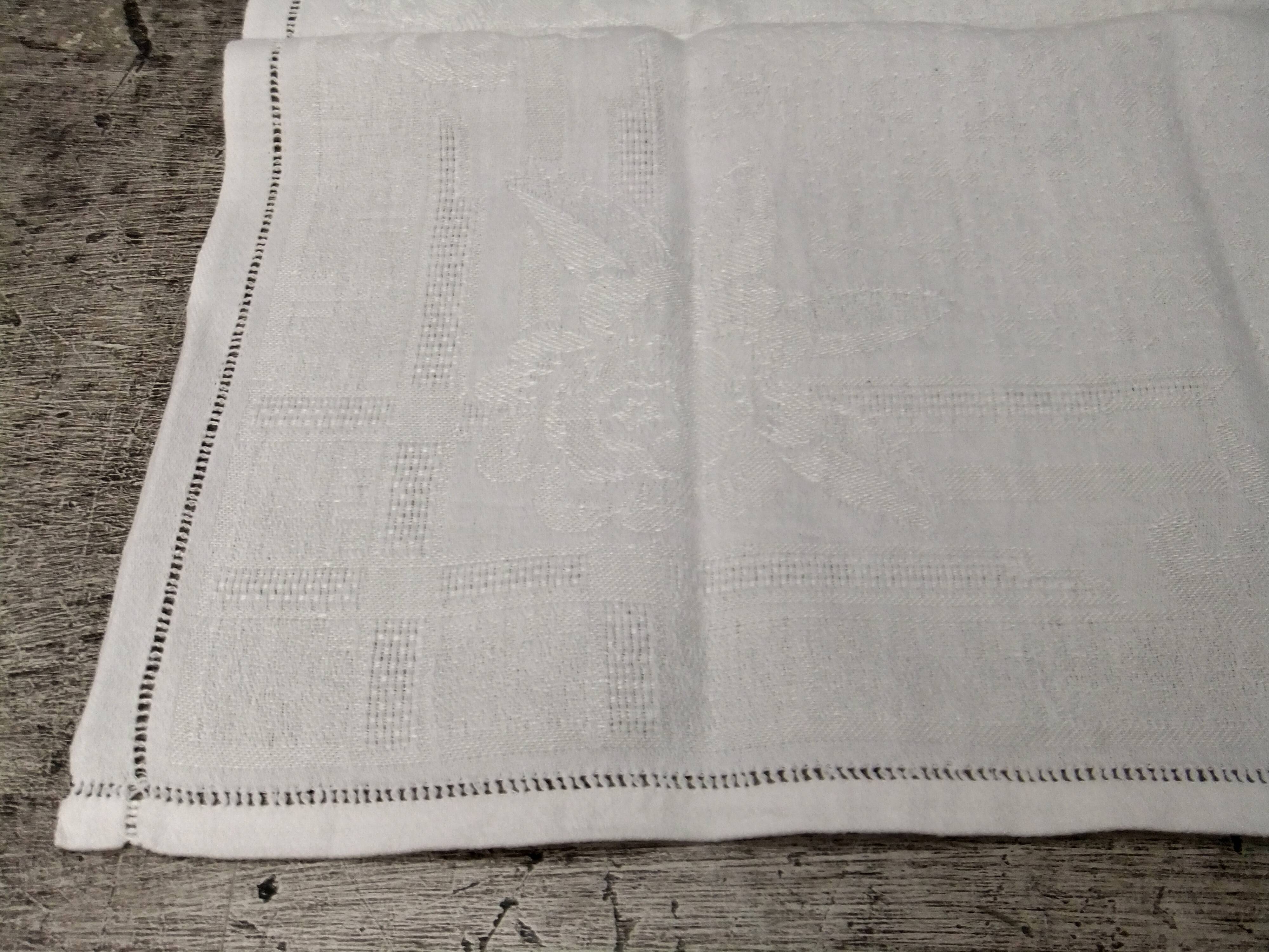 Old damask napkins with flower decoration set of 9