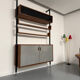 Wall shelf in wood, suspended furniture, French design from the 60s, vintage.