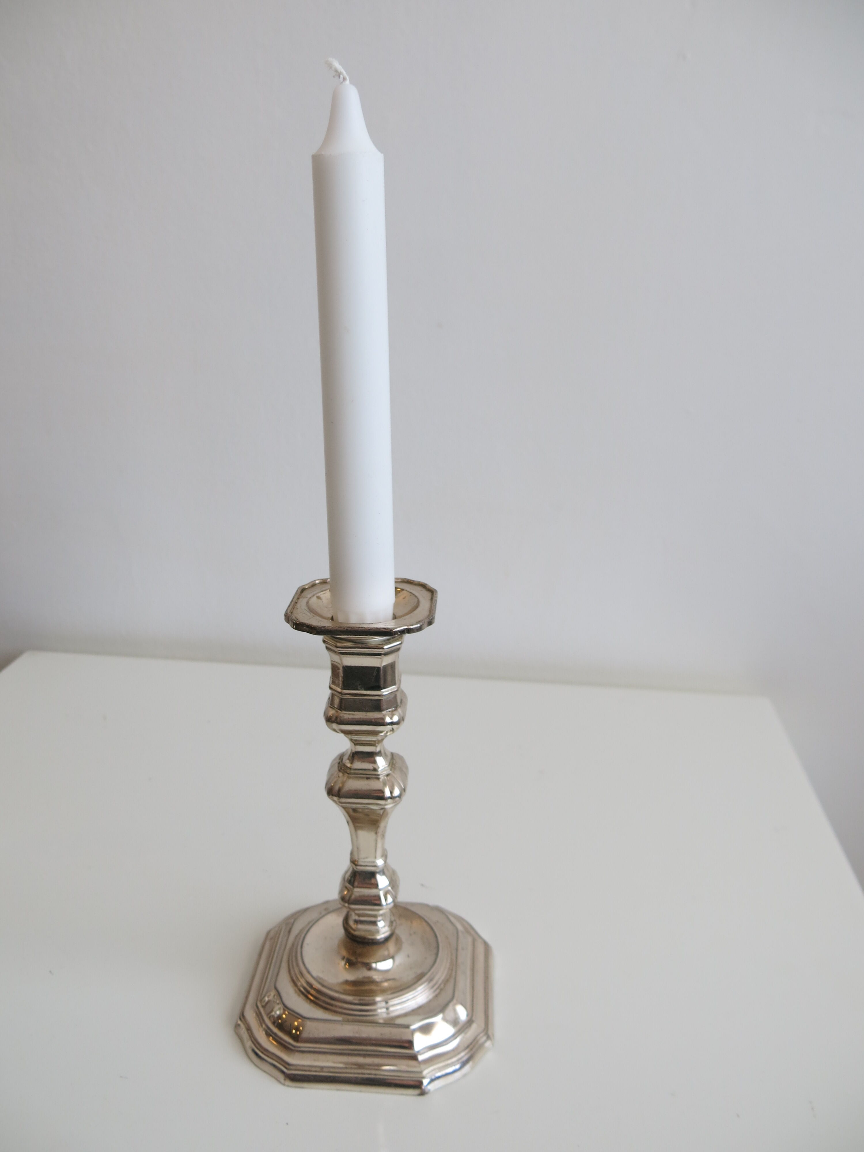 Right candle holder in silver metal from BMF West-Germany