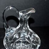 Carafe cannette aiguière liqueur / huile en cristal de Bohème taillé H18cm