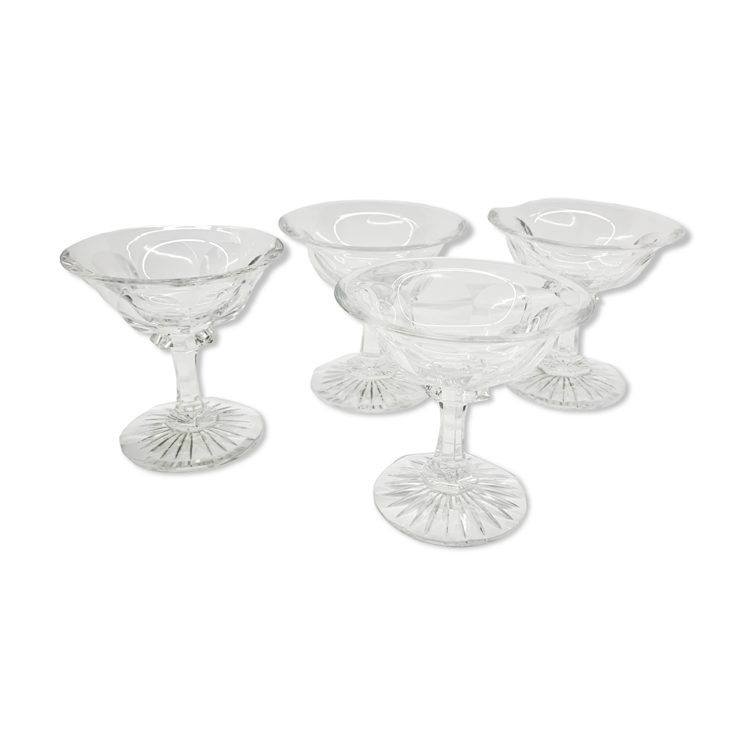 Set of 4 old Champagne Glasses, 1940s