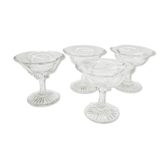 Set of 4 old Champagne Glasses, 1940s