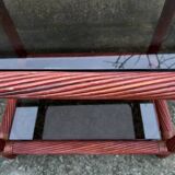 Maugrion bamboo and smoked glass coffee table, for Roche Bobois, 1980s