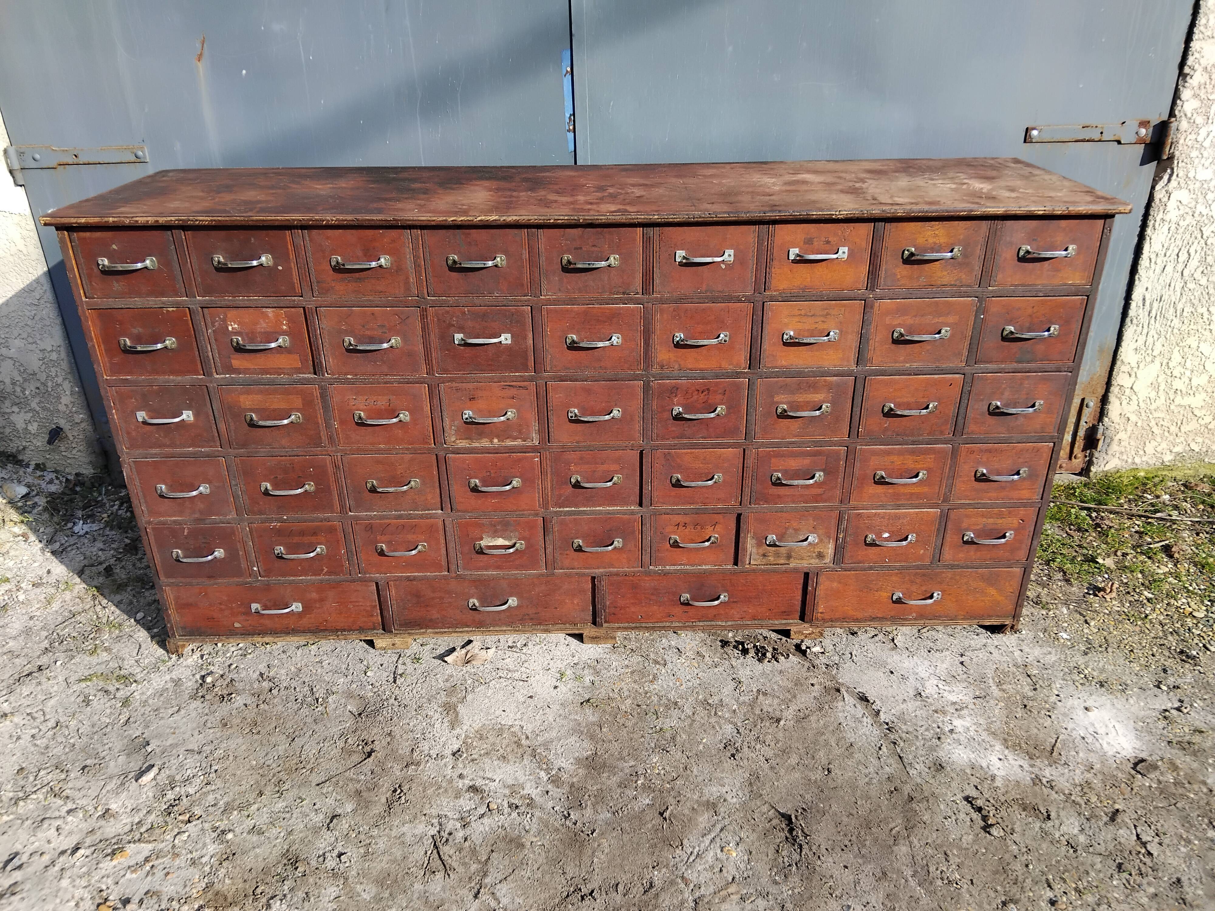 Old sideboard workshop furniture 49 drawers vintage design