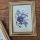 Set of 2 gilded frames under glass – V. Mappin purple flowers – 21.5 x 16.5 cm