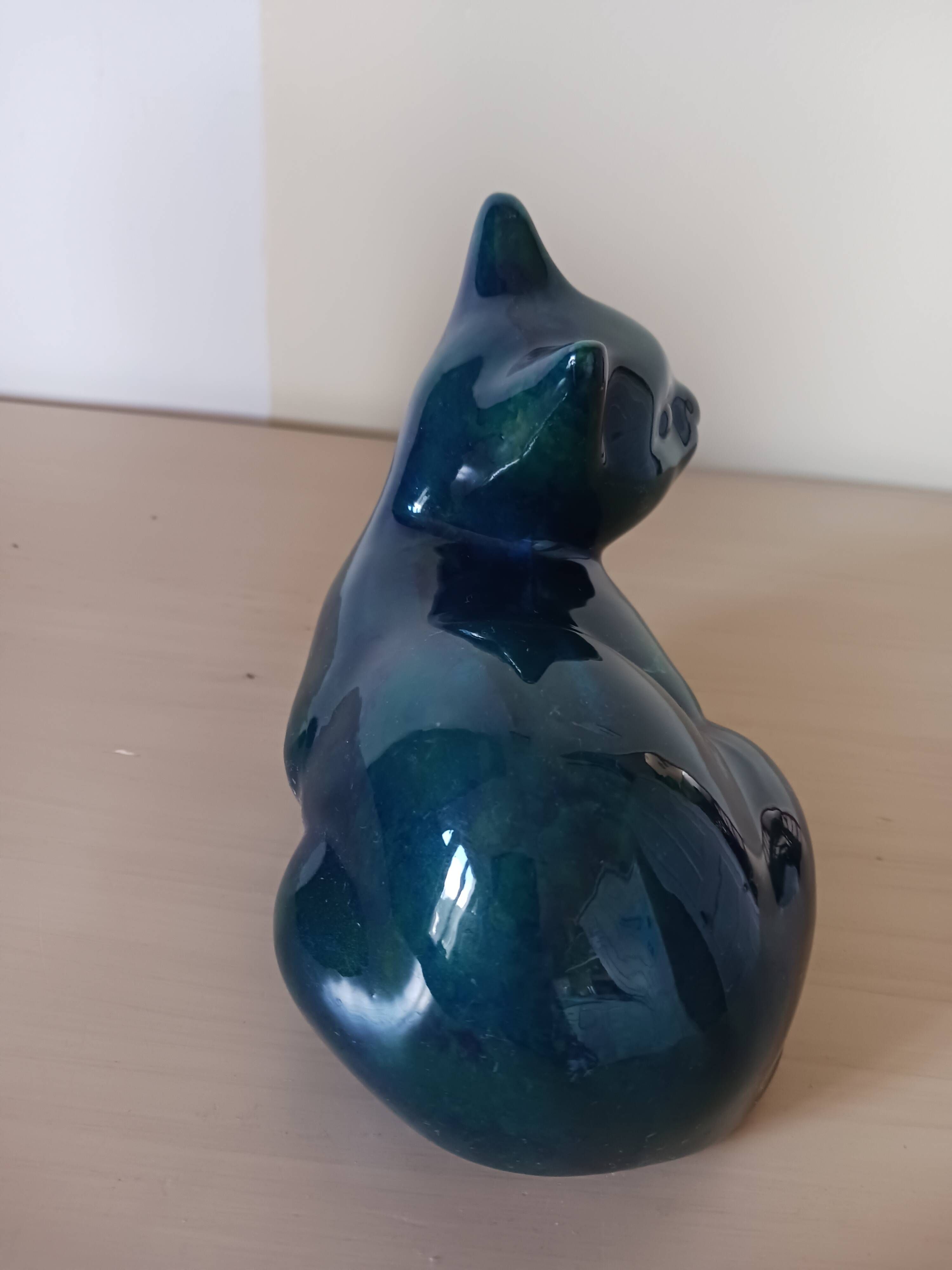Blue ceramic cat, 1980s.