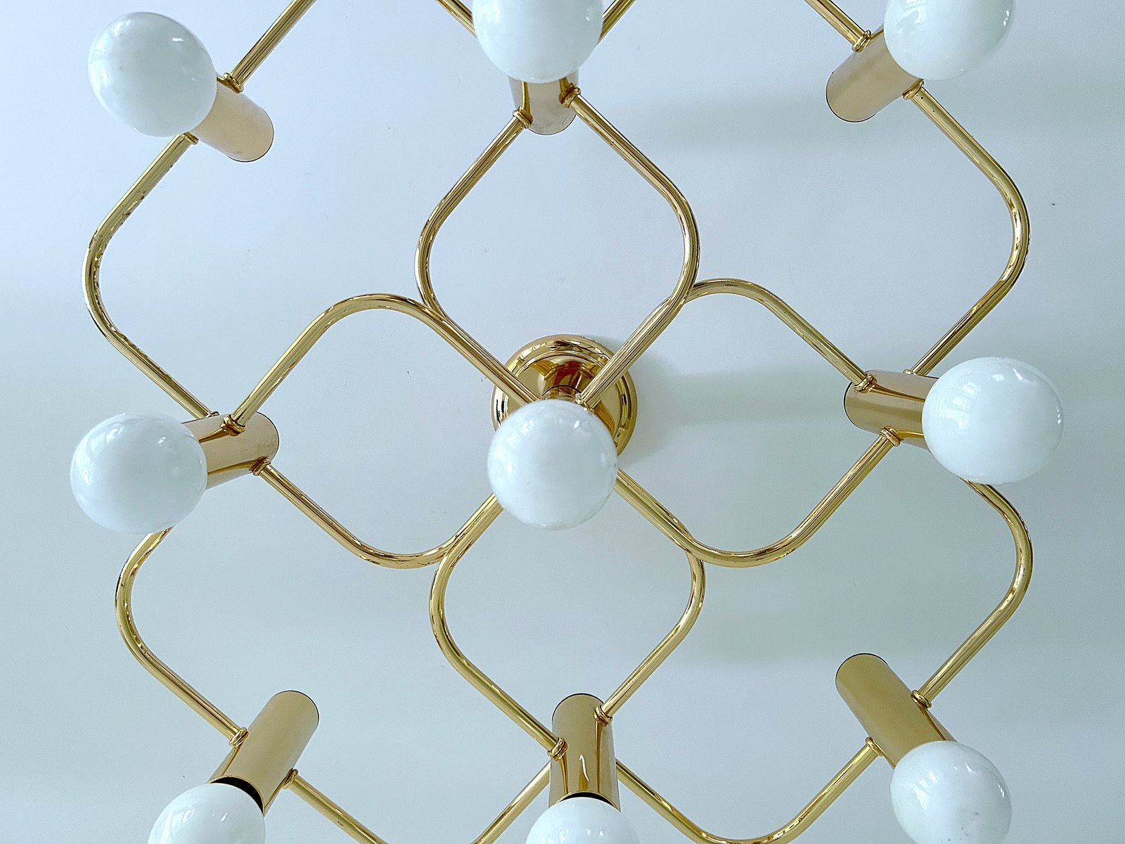 Large Space Age gilded ceiling light from Leola