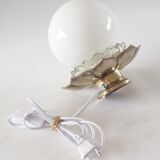 Lotus lamp, silver metal, ball
