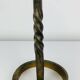 Brutalist candle holder, wrought iron with a golden patina.