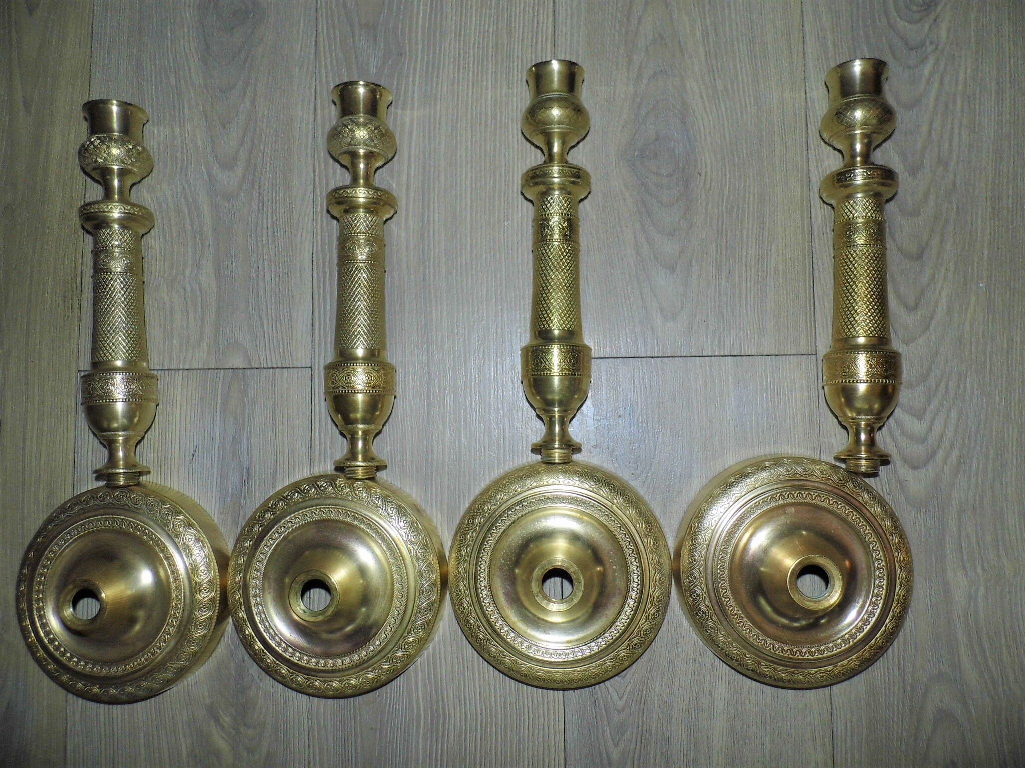 4 brass bronze torch candlesticks 27 cm