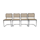 4 tubular frame and cane cantilever dining chairs by Marcel Breuer, Italy, 1970s