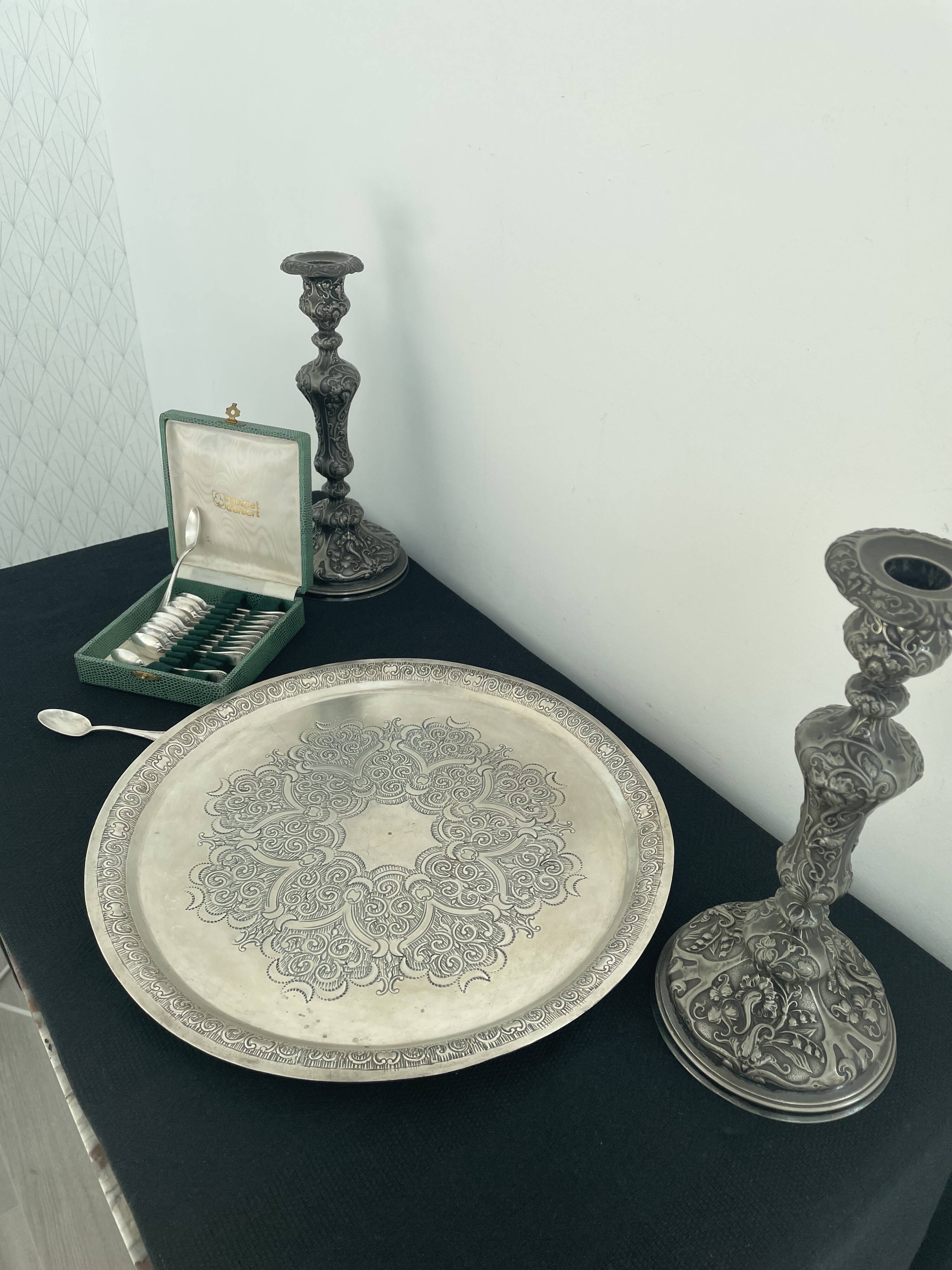 Round silver metal top - rosettes - frieze - Vintage - France