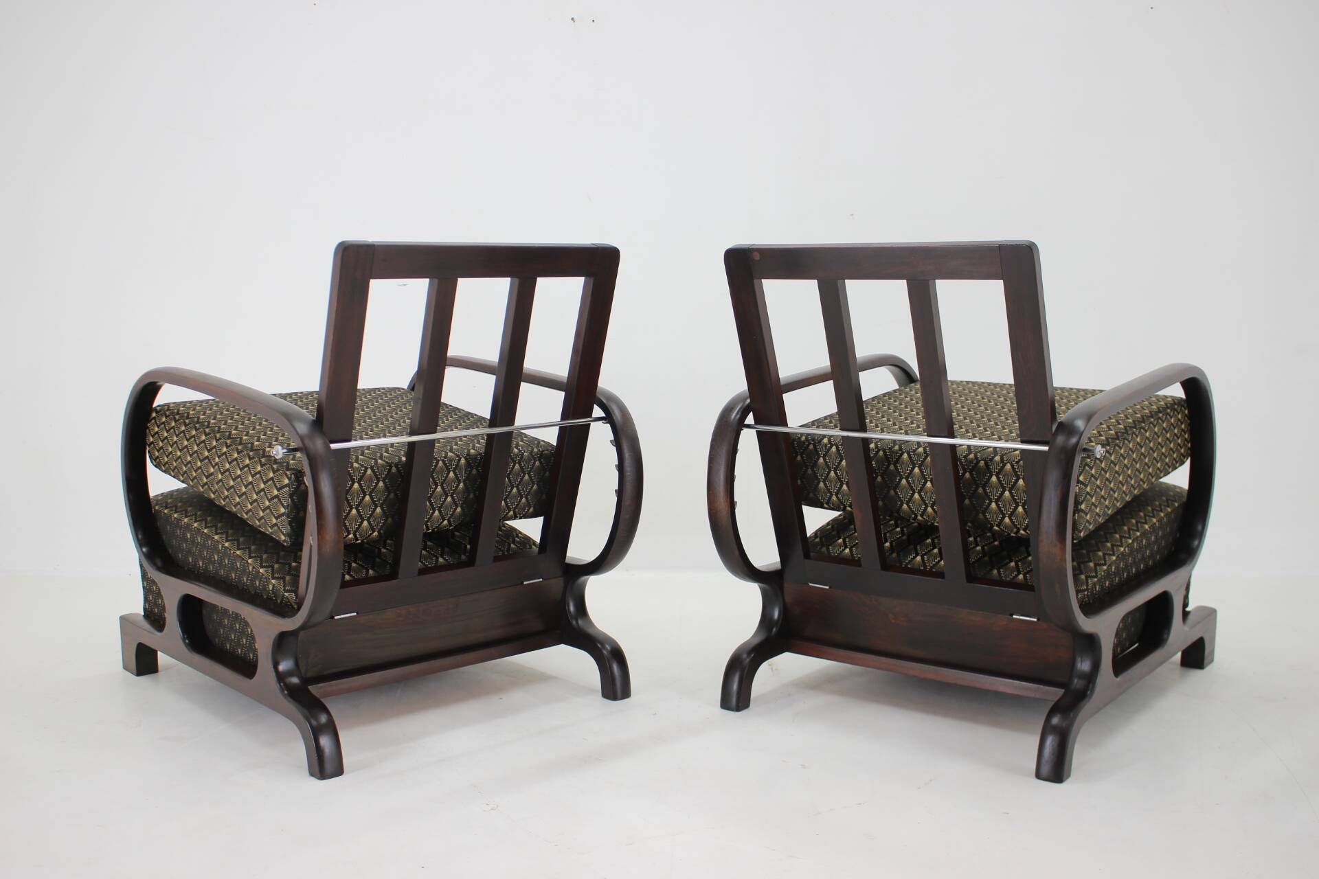 1930s Pair of Restored Art Deco Adjustable Armchairs, Czechoslovakia