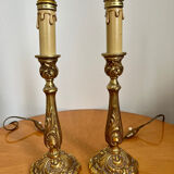 Pair of Louis XV rocaille bronze lamps