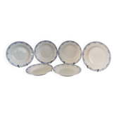 6 assiettes creuses en faïence bleue et blanche de Saint Amand et Hamage
