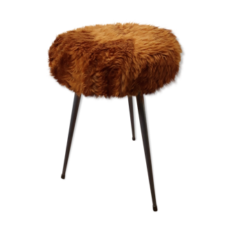 Tabouret peluche vintage années 60/70