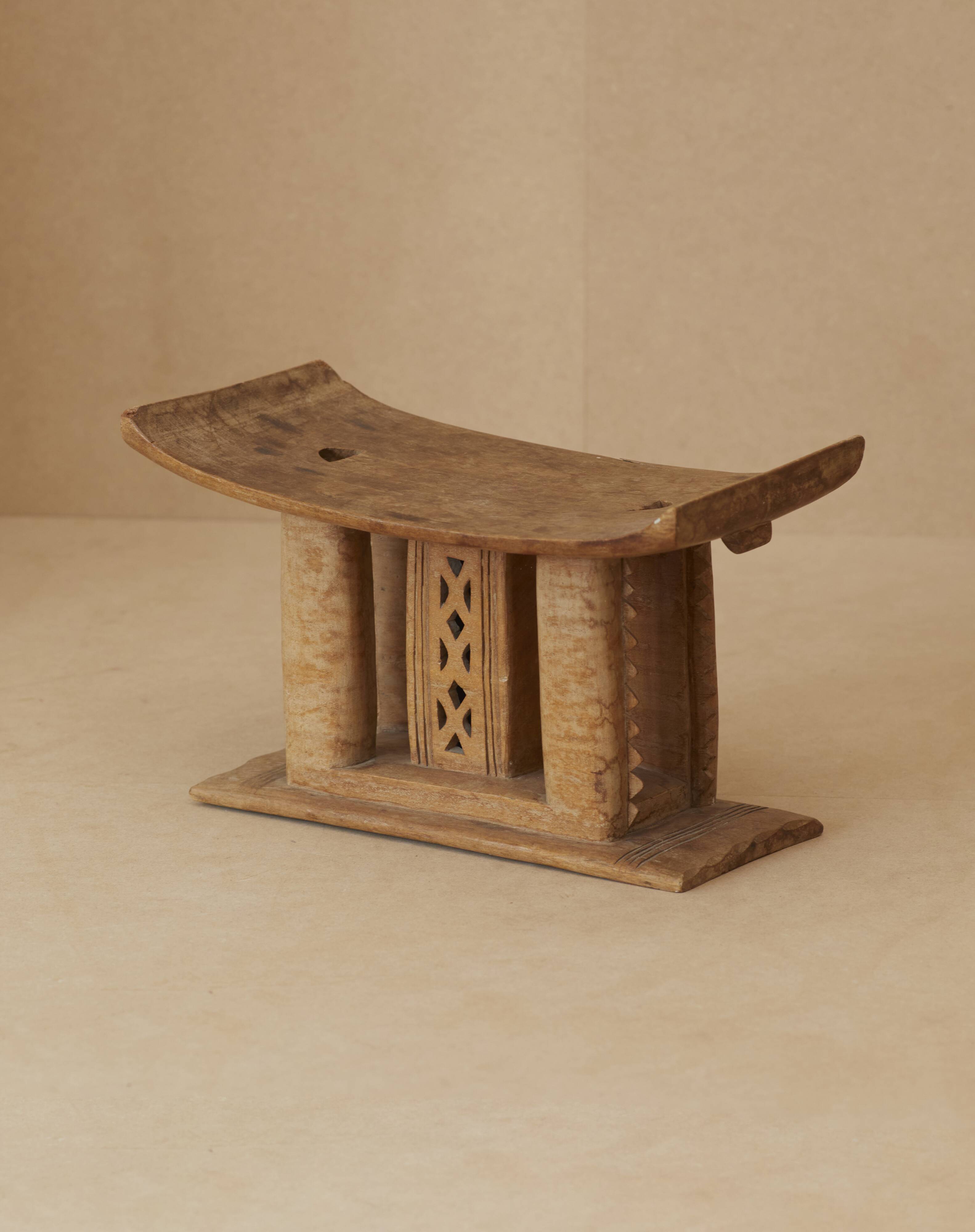 African Ashanti monoxyl stool in solid wood circa 1950