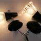 Pair of torch wall light or black and Chrome 60-70s cones