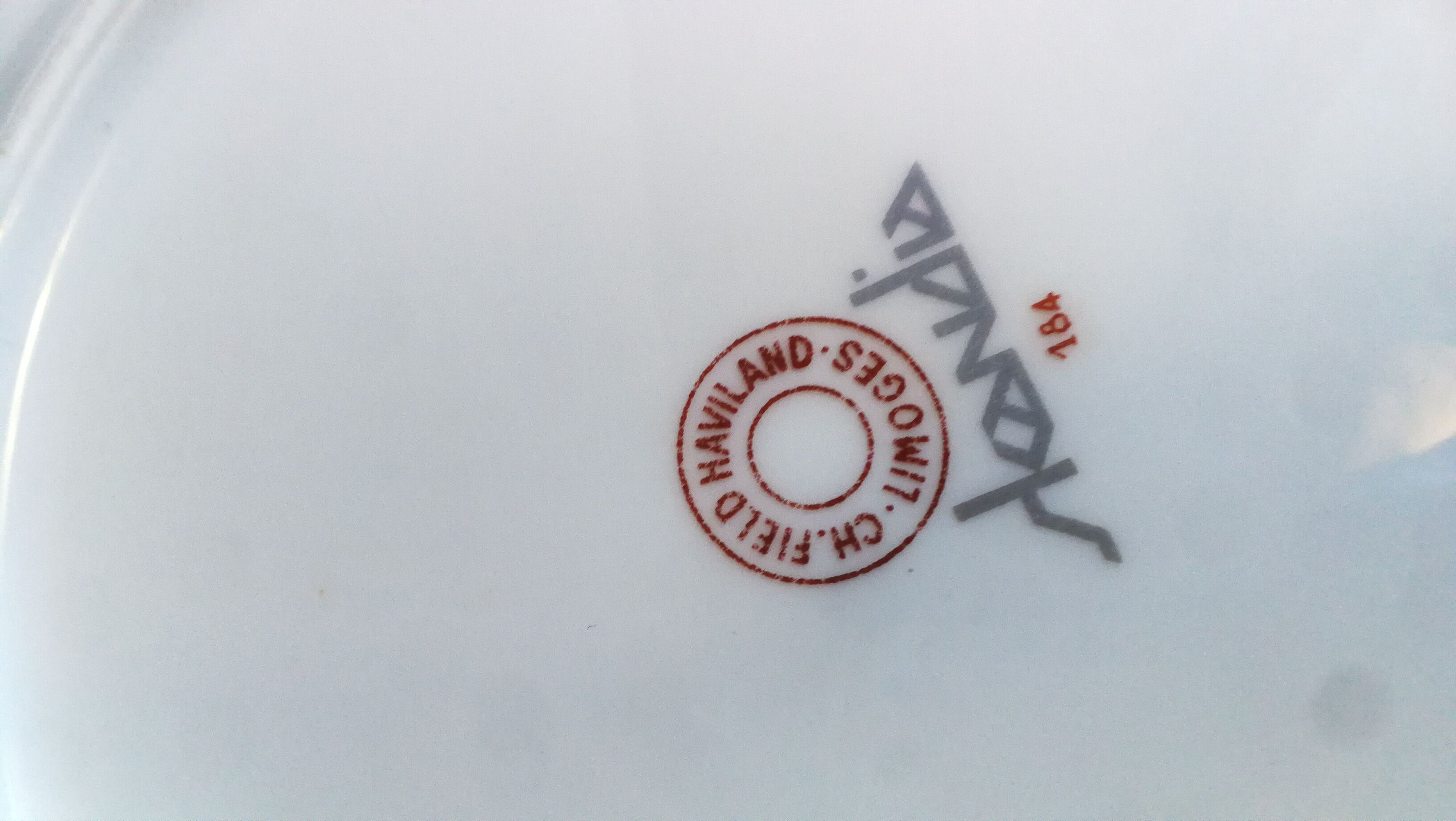 6 dessert, Haviland, 70s blue white porcelain plates