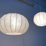 German mid-century cocoon pendant lamps by Friedel Wauer for Goldkant Leuchten, 1960s, set of 2.