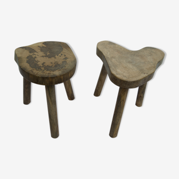 Paire de tables basse sellettes bois de manguier