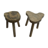 Paire de tables basse sellettes bois de manguier