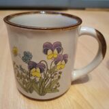 Set of 2 sandstone mugs floral pattern