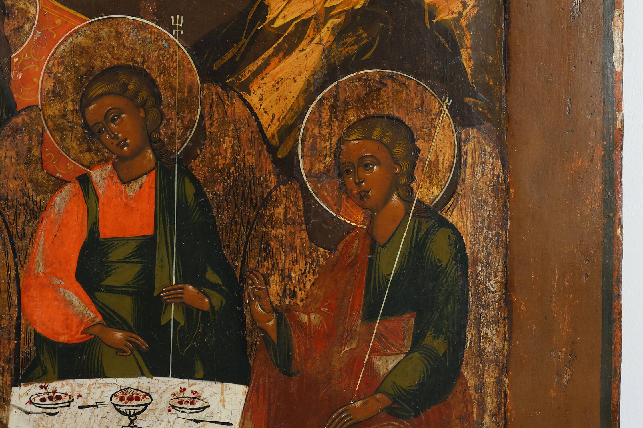 Large Russian Religious Icon “The Holy Trinity”, 18th Century